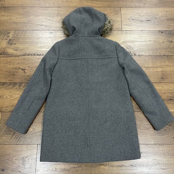 J Crew Coat Womens 8 Vail Parka Gray Wool Blend Faux Fur Trim Hood Lined Jacket - Picture 9 of 13